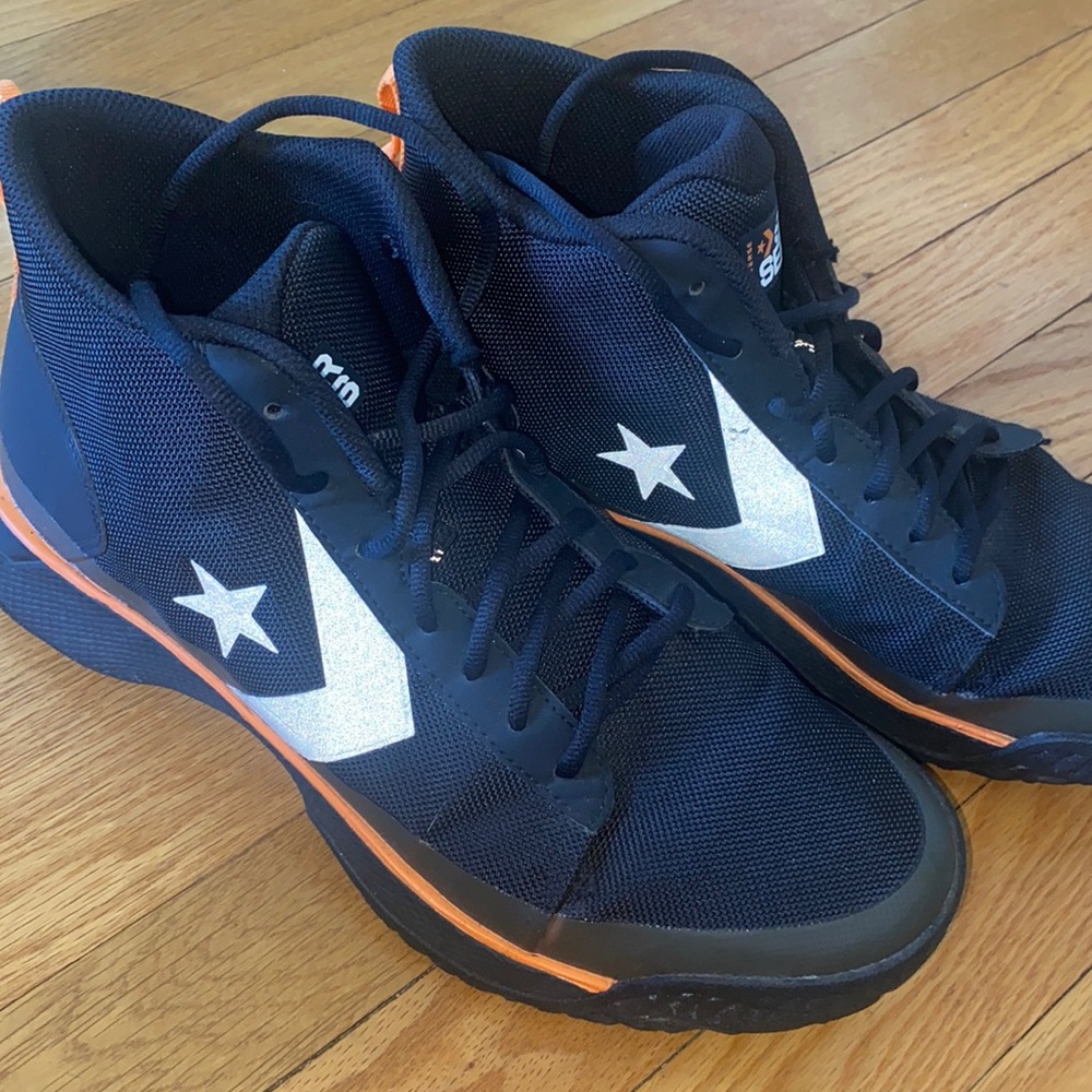 Converse vinyl boot. Orange, green and black